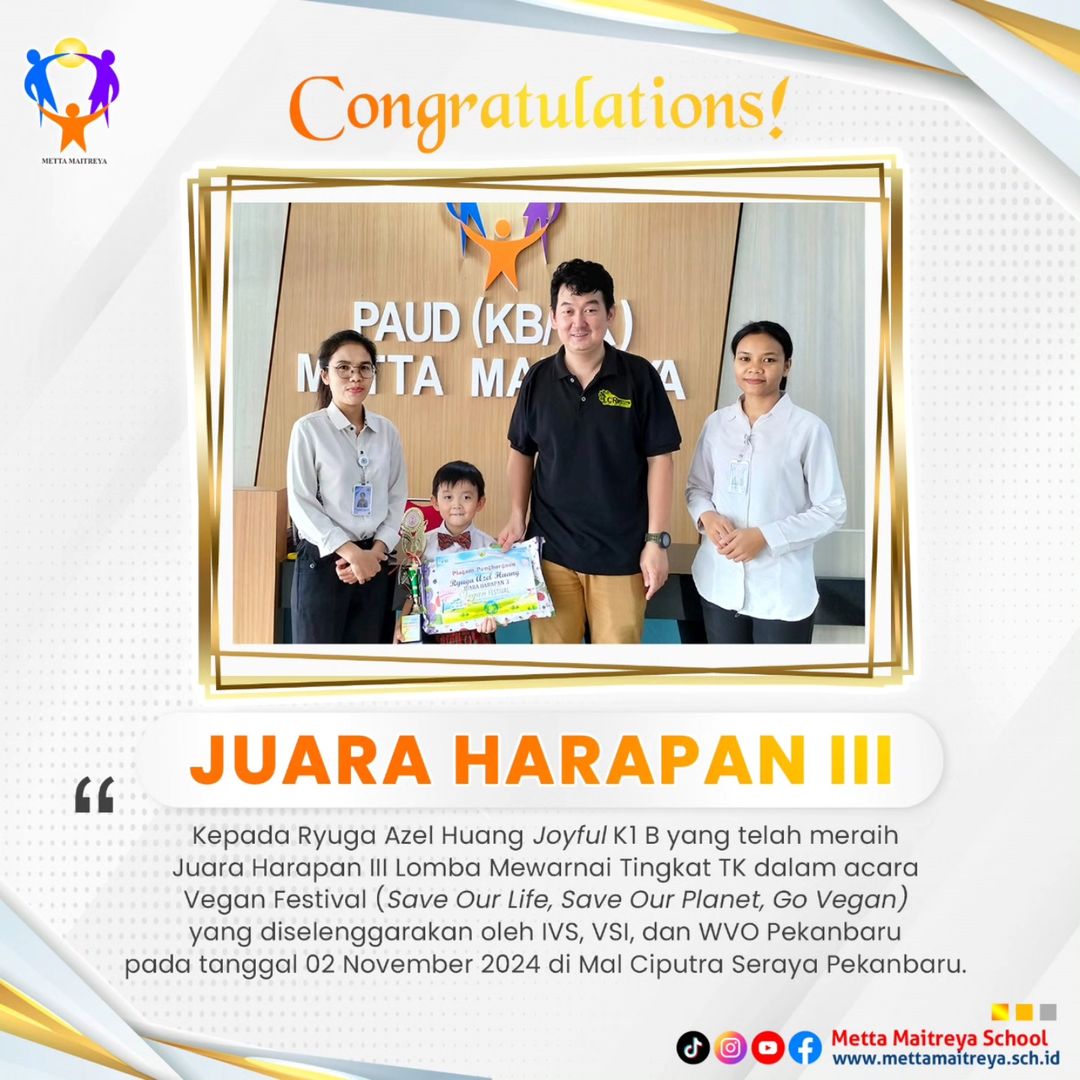 Penyerahan Hadiah dalam Lomba Mewarnai Tingkat TK dalam acara Vegan Festival (Save Our Life, Save Our Planet, Go Vegan)